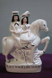 Pair Of C20th Staffordshire Figures  Going to Market and Returning Home 