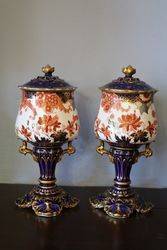 Pair Of Crown Derby Covered Vase Made In 1899 