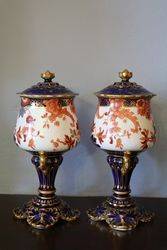 Pair Of Crown Derby Covered Vase Made In 1899 