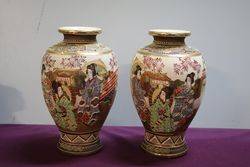 Pair Of Early 20th Century Satsuma Vases  