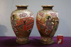 Pair Of Early 20th Century Satsuma Vases  