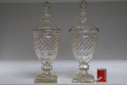 Pair Of Early C19th Cut Lead Glass Covered Bowls  