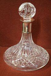 Pair Of Irish Cut Glass Ships Decanters Schuler Mounted 