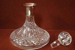 Pair Of Irish Cut Glass Ships Decanters Schuler Mounted 