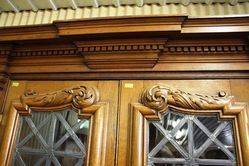 Pair Of Large And Rare Welsh Oak Bookcases With Lead Light Panels