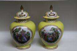Pair Of Late 19th Century Dresden Vases C1900 