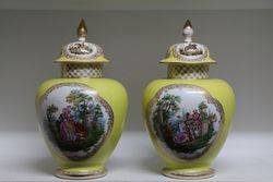 Pair Of Late 19th Century Dresden Vases C1900 