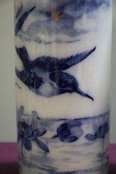 Pair Of Late 19th Century Flow Blue Bird Vases  