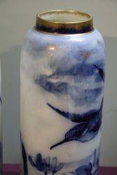 Pair Of Late 19th Century Flow Blue Bird Vases  