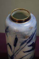 Pair Of Late 19th Century Flow Blue Bird Vases  