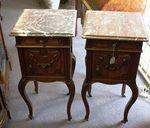 Pair Of Late 19th Century French Walnut Marble Top Bedside Cabinets