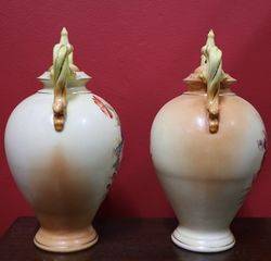 Pair Of Late 19th Century Porcelain Covered Vases Austrians C1900