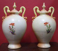 Pair Of Late 19th Century Porcelain Covered Vases Austrians C1900