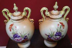 Pair Of Late 19th Century Porcelain Covered Vases Austrians C1900