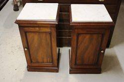 Pair Of Marble Topped Mahogany Pot Cupboards C186070