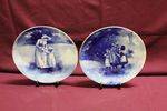 Pair Of Royal Doulton Blue Children Display Plates  C1900