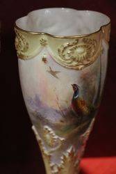 Pair Of Royal Worcester Goblet Vases C1908 By Jas Stinton 