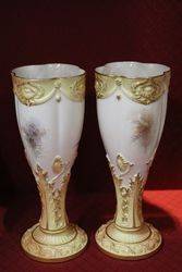 Pair Of Royal Worcester Goblet Vases C1908 By Jas Stinton 