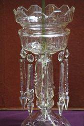 Pair Of Victorian Clear Glass Lustre Vases Converted to Electric Lamps 