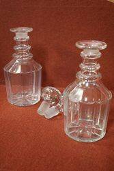 Pair Of Victorian Cut Glass Decanters  
