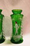 Pair Of Victorian Green Glass Mary Gregory Glass Vases
