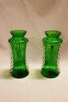 Pair Of Victorian Green Glass Mary Gregory Glass Vases