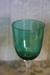 Pair Of Victorian Green Wine  Glass 