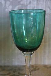 Pair Of Victorian Green Wine  Glass 