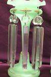 Pair Of Victorian Uranium Glass Green Luster Vases