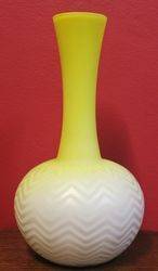 Pair Victorian Yellow Satin Glass Vases