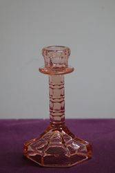 Pair Vintage Pink Glass Candlesticks 