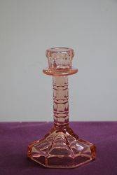 Pair Vintage Pink Glass Candlesticks 