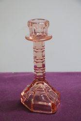 Pair Vintage Pink Glass Candlesticks 