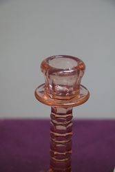 Pair Vintage Pink Glass Candlesticks 