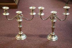 Pair of 20th Century Triple Arm Silver Plated Candelabra 