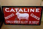 Pair of Antique Farming Cataline Enamel Pictorial Signs