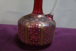 Pair of Antique Ruby Glass Moser Wine Jugs 