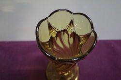 Pair of Art Deco Amber Glass Swirl Shape Vases  