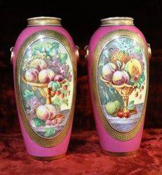 Pair of Early C19th Hand Painted Porcelain Vases 