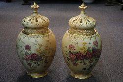 Pair of Large Royal Worcester Potpourri Vases