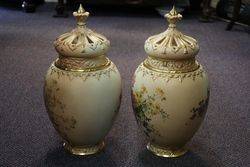 Pair of Large Royal Worcester Potpourri Vases