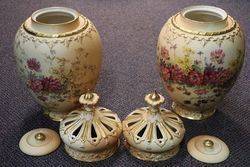 Pair of Large Royal Worcester Potpourri Vases