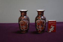 Pair of Miniature C20th Imari Porcelain Vases 