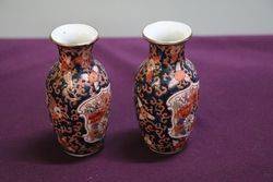 Pair of Miniature C20th Imari Porcelain Vases 
