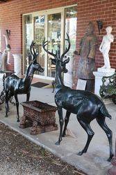 Pair of Quality Bronze Deer Garden Figures