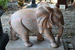 Pair of Tiger Eye Marble Elephant Garden Statues 