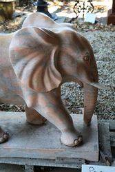 Pair of Tiger Eye Marble Elephant Garden Statues 