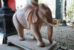 Pair of Tiger Eye Marble Elephant Garden Statues 