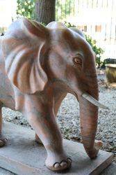 Pair of Tiger Eye Marble Elephant Garden Statues 