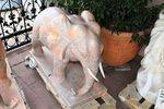 Pair of Tiger Eye Marble Elephant Garden Statues 